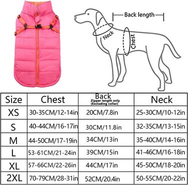 Зимові куртки для собак, шлейки, водонепроникні, з підкладкою з флісу, відбивачі, персоналізовані, для маленьких собак, оранжевий, XL (довжина спини: 44 см), S (довжина спини: 30 см), рожевий