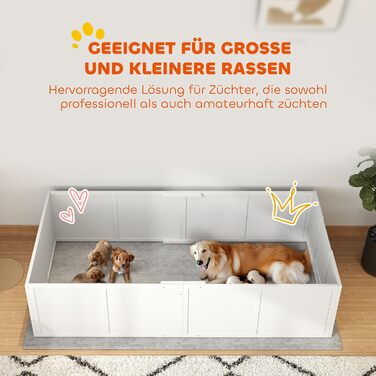 Кія для цуценят PawHut - вольєр для собак, білий, 196x96x48 см