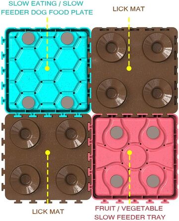 Набір мисок для собак 4 в 1 з уповільненням годування, інтерактивна миска для собак та котів з присосками (4 шт.)