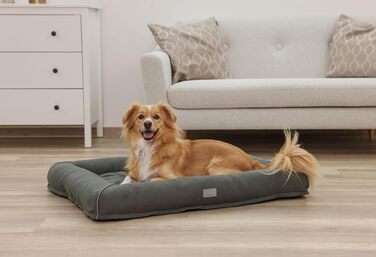 Кербл Лежанка для собак Джерoм, 90x70x12 см, зелено-сіра, знімний чохол, антиковзаюче покриття