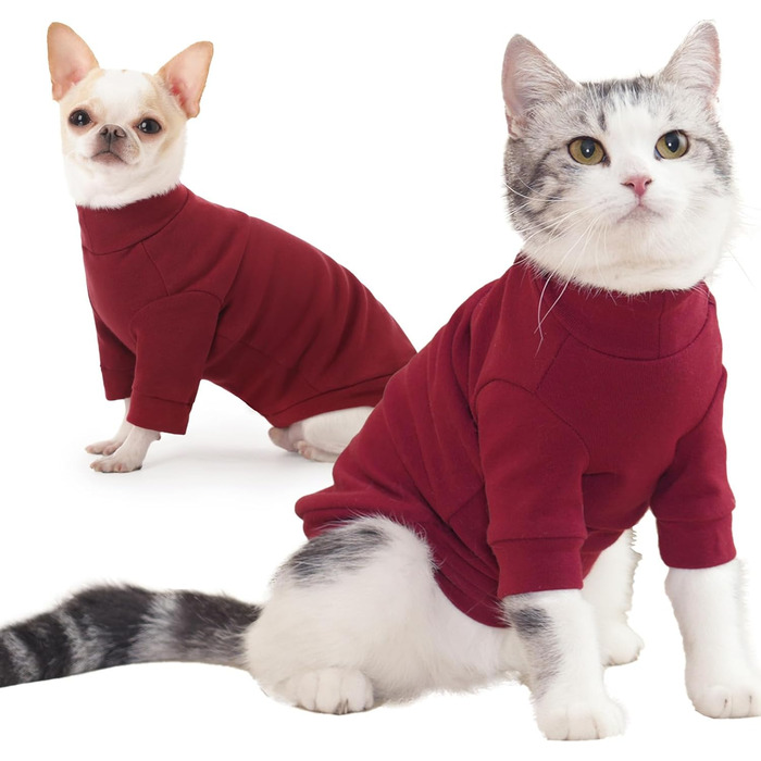 Пуловер для безшерстних котів Sphynx, теплий, червоний, XL. Костюм для кота, теплий пуловер, костюм на Новий Рік.