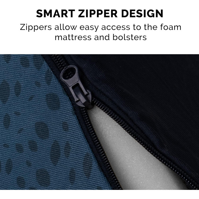 Ліжко для собак Furhaven великого розміру з ортопедичним матрацом, стиль дивана, знімний чохол, велике (135 x 102 x 24 см, блакитно-горіховий)