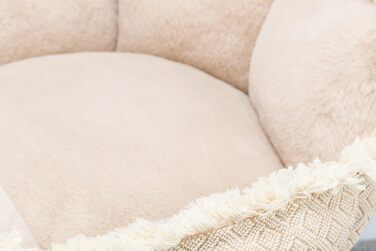 Лежак для собак TRIXIE Boho 65×65 см бежевий, м'яке плюшеве місце для середніх порід, не ковзає, можна прати