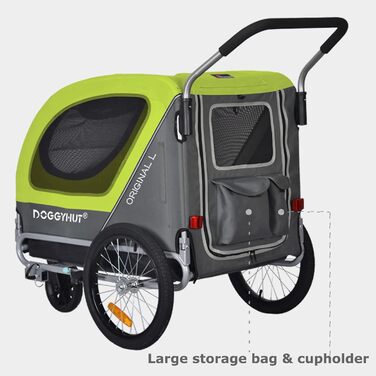 Фархангер Doggyhut Tiggo 80405 для собак до 35 кг (зелений) 2-в-1: вагончик та велосипедний причіп