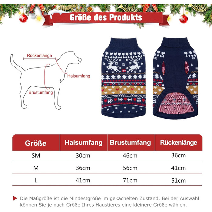 Пуловери для собак PUPTECK: теплі зимові пуловери для малих, середніх собак та цуценят. Зимовий одяг для собак, теплий, кольоровий, класичний, синій.