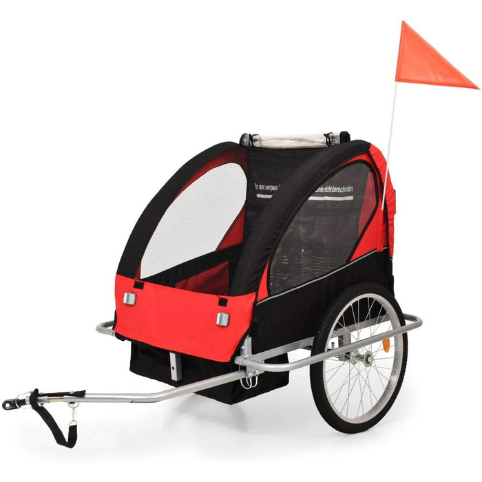 Дитячий велосипедний причіп 2-в-1 ZEYUAN, вагон для собак, чорно-червоний