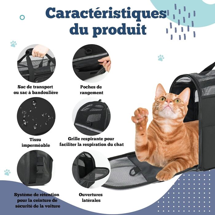 Транспортна сумка для котів та собак, дихаюча та складна, переноска для котів з регульованим плечовим ременем, знімний плюшевий килимок (Чорний, M)