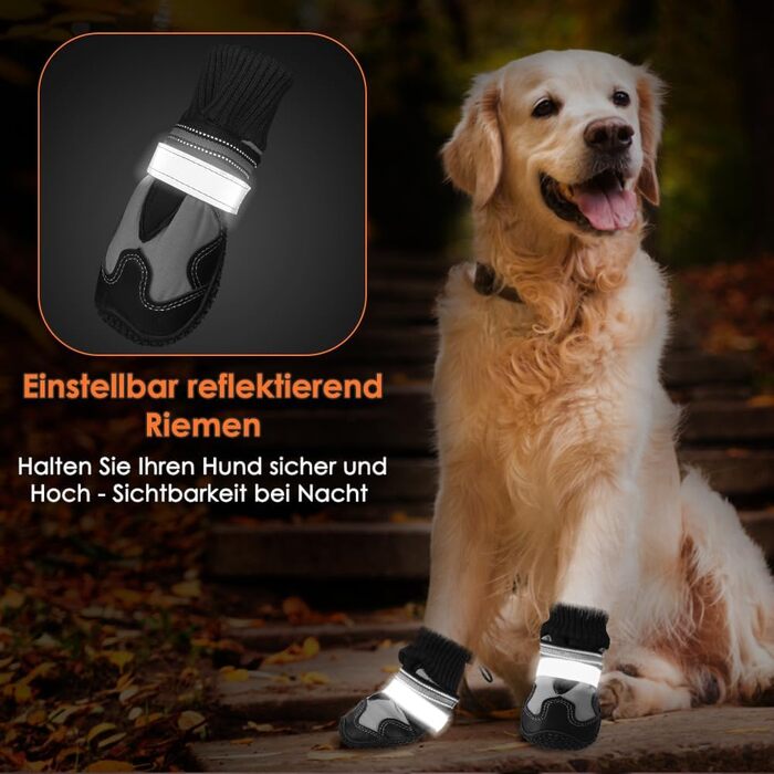 Зимові чоботи для собак, 2 шт. Водонепроникні чоботи для собак з теплим флісом, високий дизайн, антиковзкі, з відбиваючим кріпленням на липучці, розмір 1