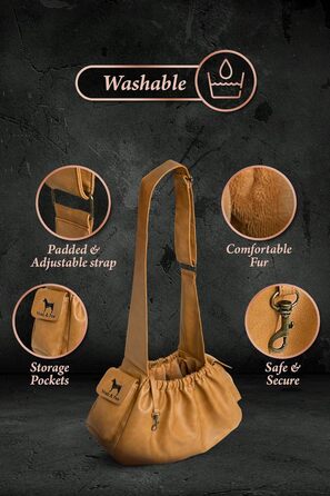 Сумочка для собак Noah & Paw до 10 кг, з регульованим ремінцем та м'яким хутром, подвійний захист, веганська шкіра