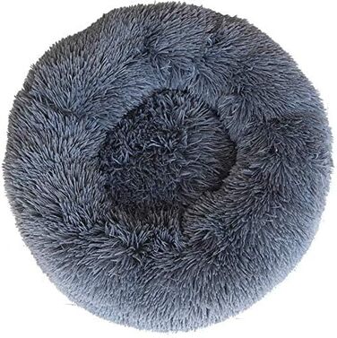 Кругле плюшеве ліжко-пончик для собак та котів, маленьке, нековзне, тепле та затишне, для тварин до 5 кг (L 36 x B 36 x H 12 см)