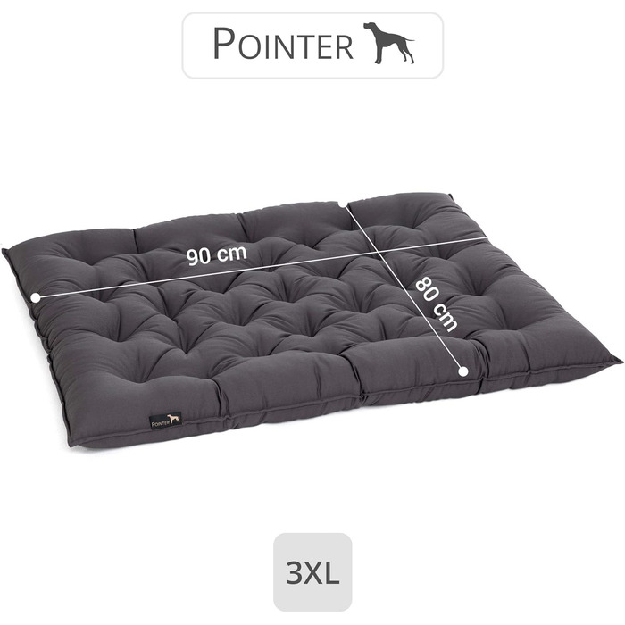 Pointer Urban ортопедичне ліжко для великих собак 90x80 см, антрацит, пране при 95°C, без запаху, міцне, для дому та вулиці, Німеччина