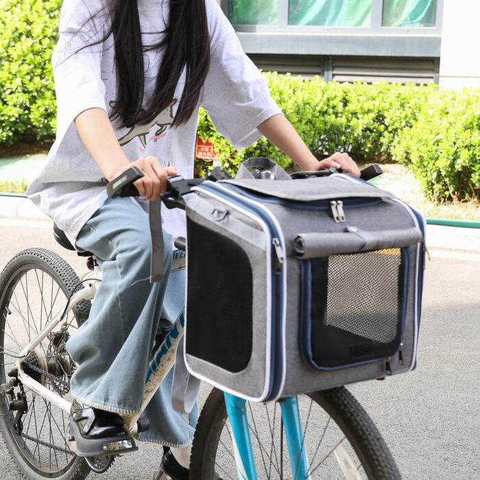 Фарбована сумка-переноска для тварин на велосипед, дихаюча, портативна – кошик для собак та котів – для прогулянок, подорожей, активного відпочинку, безпеки, сімейних поїздок