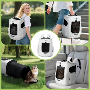 Розширюваний рюкзак для котів та собак Lekespring, переноска для тварин до 8 кг, сірий