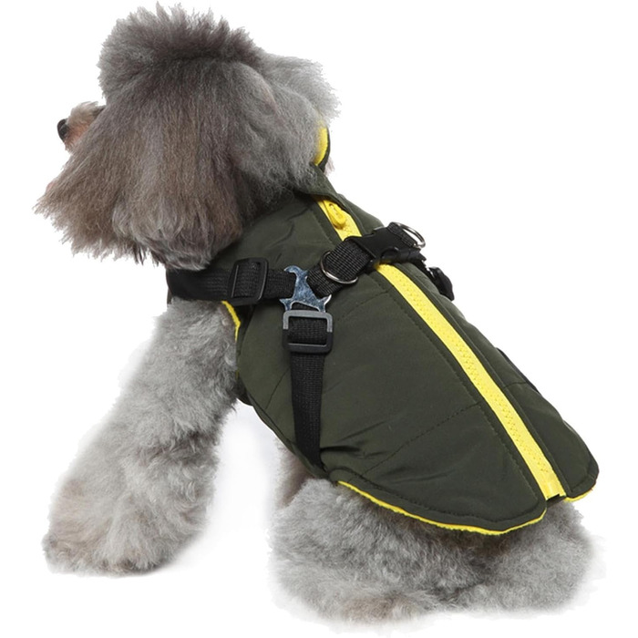 Зимова куртка для маленьких собак: тепла, вітро- та водонепроникна, двостороння куртка з блискавкою, зелена XL