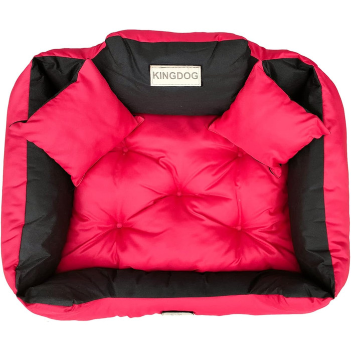 Ліжко для собак та котів KingDog з двома подушками, кошик для собак, ліжко для домашніх тварин, миється, водонепроникний PVC (XL 115x95см, Червоний)