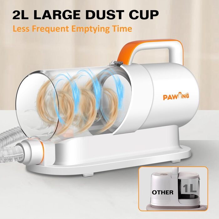 Набір для грумінгу домашніх тварин з пилососом, All-in-1 професійний набір для видалення шерсті для собак та котів, тихий пилосос для собак з великою ємністю 2 л, контейнер для пилу з малюнком «Сончний Зигзаг»
