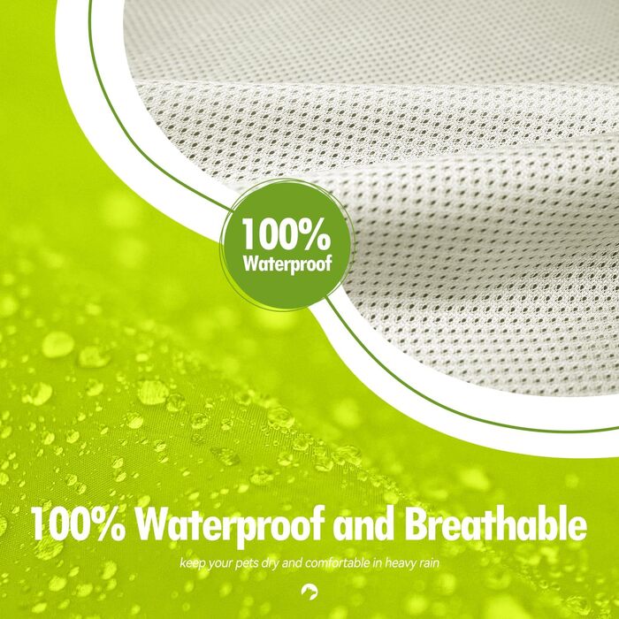Дощовик для собак Zellar Hunderegenmantel з капюшоном, отвором для нашийника та світловідбиваючими смугами, ультралегкий, дихаючий, 100% водонепроникний, для середніх та великих собак (5XL, зелений)