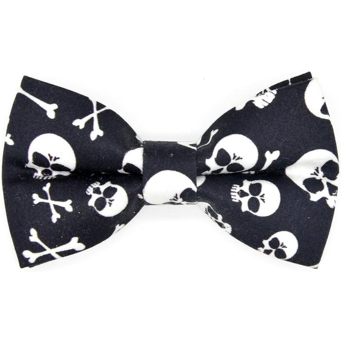 Чорний метелик для котів з черепами та перехрещеними кістками, нашийник-запобіжник, тематика Хелловін, аксесуари для котів, розмір XS (20,3-33 см)