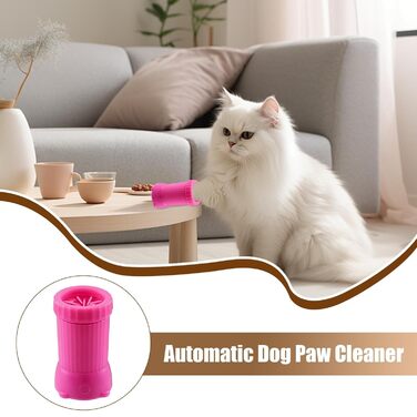 Автоматична мийка лап для собак, портативна мийка лап для котів, перезаряджувана, рожева