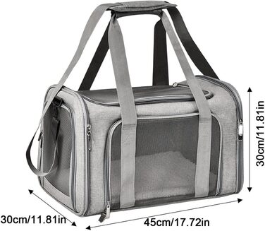 Складана переноска для собак та котів - переноска для тварин для подорожей, кемпінгу та авто (Сірий)