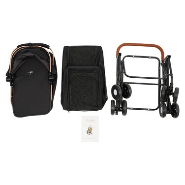 Візок для собак та домашніх тварин 3 в 1, чорний: Buggy для собак до 35 кг, складний, з переносною сумкою та сітковими віконцями