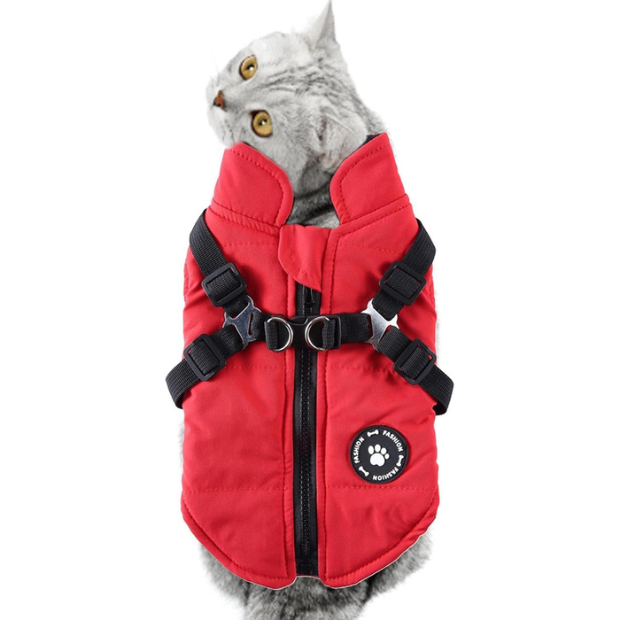 Водонепроникна куртка для собак, червона, розмір S | Тепла, двостороння, вітрозахисна куртка для собак