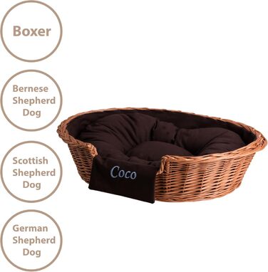 Плетенний корзинка для собак та котів з подушкою, 75x75 см, натуральне плетіння