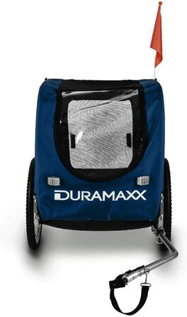 Велосипедний причіп та візок для собак DURAMAXX King Rex, 250 л, до 40 кг, для малих та середніх собак, кулькова зчіпка для велосипедів 26''-28'', синій