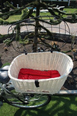 Корзина для собак на багажник Marcus Hundefahrradkorb XXL з плетіння з лози та металевим ґратом, з подушкою