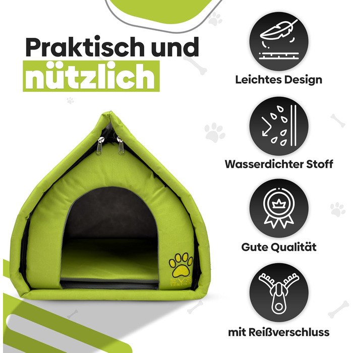 Текстильна будка для собак та котів EVE Textile Eskimo - зелена, 45x45x45 см