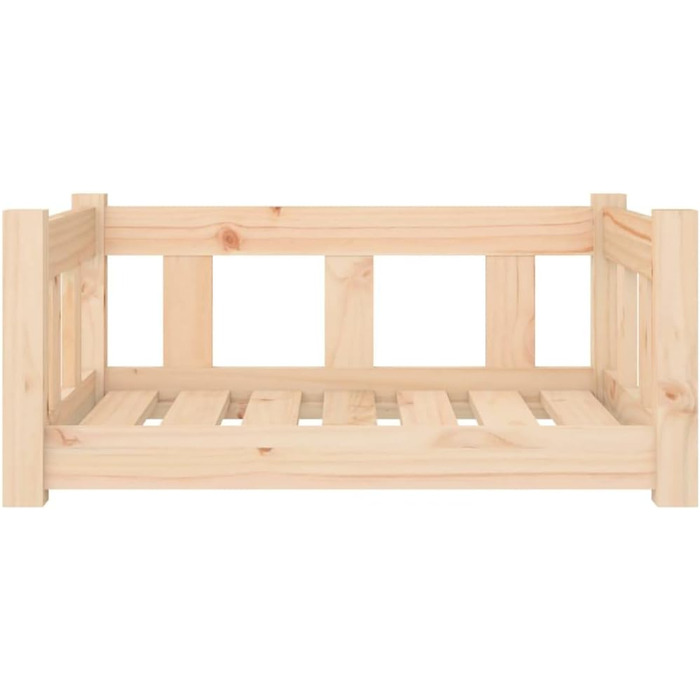 Ліжко для собак біле з масиву сосни - кошик для котів з боковими стінками для великих та середніх собак, білий (65,5x50,5x28 см, коричневий)