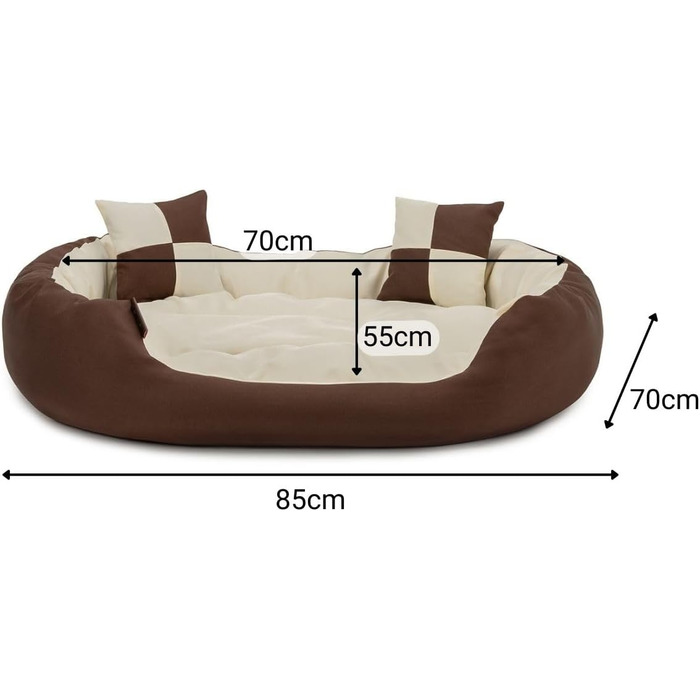 Кровать для собак Lionto 4-в-1 з ортопедичним матрацом, знімним чохлом Oxford, 85x70 см, для собак та котів, з глибоким входом, водовідштовхувальна, коричнево-бежева