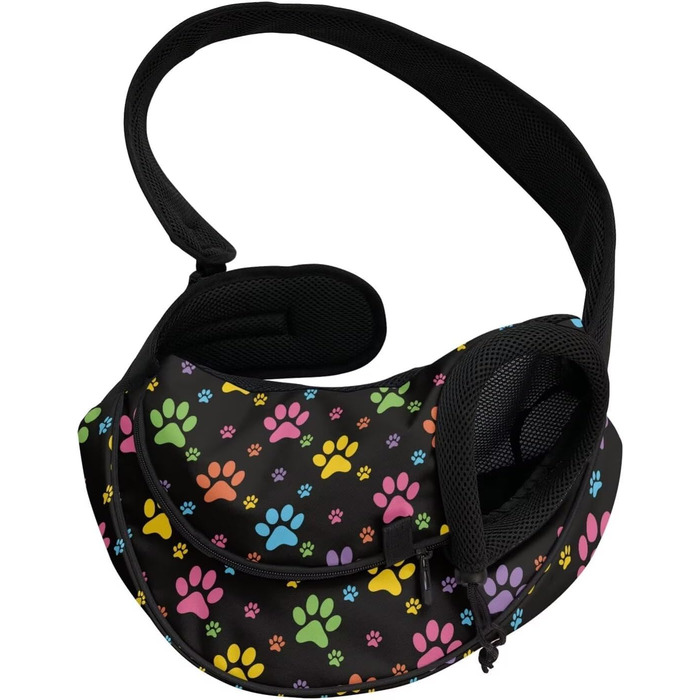 COEQINE Сумка-переноска для собак середніх порід, переноска для тварин, для цуценят, через плече, гаманець, з товстим наповнювачем, регульований плечовий ремінь для Йоркширських тер'єрів, Чихуахуа, принт з відбитком лапок