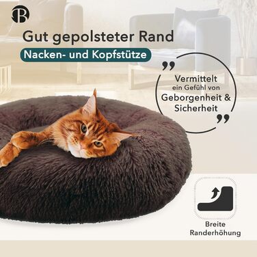 Ортопедичне ліжко для собак середніх порід, 70 см. Квадратне, з ефектом пам'яті, м'яке, з штучним хутром. Колір: Кофе.