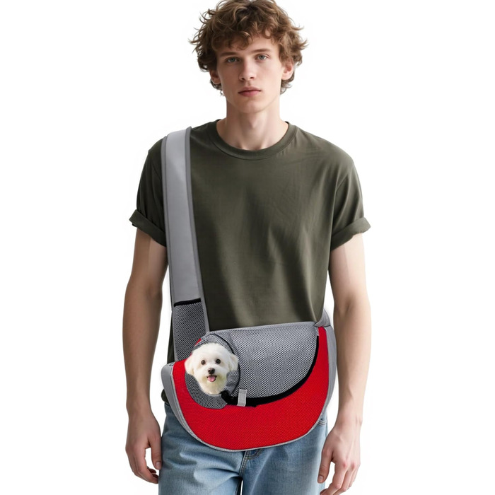 Сумка-переноска для собак і котів ALLOPET, червона, розмір L, для прогулянок та кемпінгу