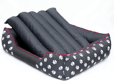 Крісло-ліжко для собак, лежанка для тварин, велика (XXL) 110x90 см, сірий колір, з принтом лап