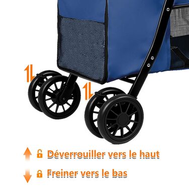 Дитяча коляска для тварин Homewell, складана, з сіткою, ременями та тримачем для напоїв, до 20 кг (блакитна)