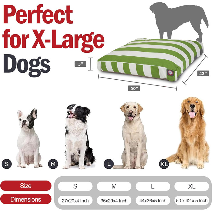 Велике лежак для собак Majestic Pet прямокутний, XL, 127x107x13 см, салатовий, знімний, зручний, неслизький, для дому