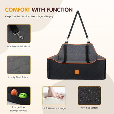 Автокрісло для собак до 25 кг або 2 маленьких собак, з пам'яті ефекту, з підставками для подушок, велике ліжко для тварин на заднє сидіння