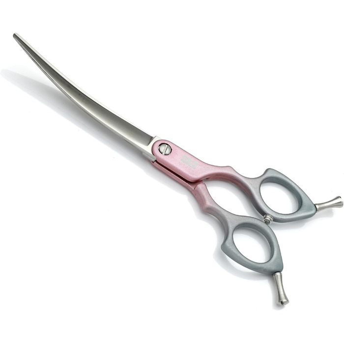 Ножиці для грумінгу собак та котів 7.5 дюймів, професійні ножиці для грумінгу з нержавіючої сталі 440C, ергономічні ручки з алюмінію (рожевий+сірий)