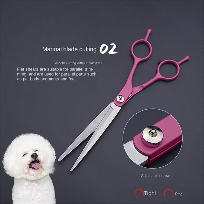 Набір професійних ножиць для собак 7 дюймів, 4 шт. для грумінгу: прямі, зігнуті, для розрідження шерсті, з ергономічними ручками, для собак та котів