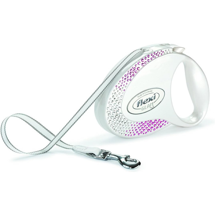 Рулетка для собак FLEXI Glam з кристалами Swarovski, біла, середня