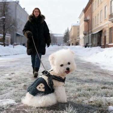 Теплий жилет для собак з флісовою підкладкою | Жилет для собак з отвором для шлейки | Для маленьких та середніх тварин | Підходить для холодних прогулянок та спорту | Зелено-білий