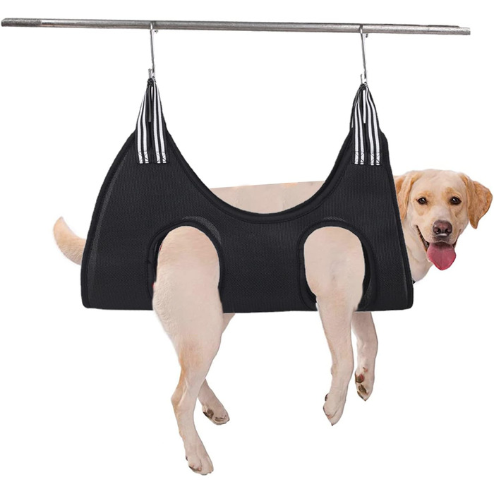 Гамак для собак з S-гачками. Гамак для собак та котів, грумінг, догляд за шерстю, купання (Чорний, до 35 кг)