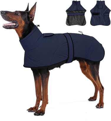 Водонепроникний зимовий одяг для собак Dotoner, теплий, з підкладкою з флісу, для великих собак XL, морський колір