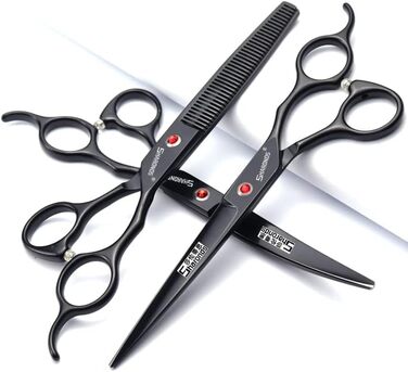 Набір професійних ножиць для грумінгу тварин 7 дюймів (3 шт.) з японської сталі 440C (фіолетовий)