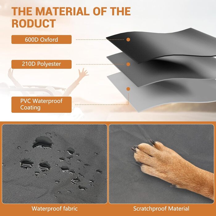 Захист для багажника автомобіля від бруду та подряпин для собак, універсальний, 185x102 см, 600D, водонепроникний, стійкий до подряпин, для авто, SUV, Van (Помаранчевий)