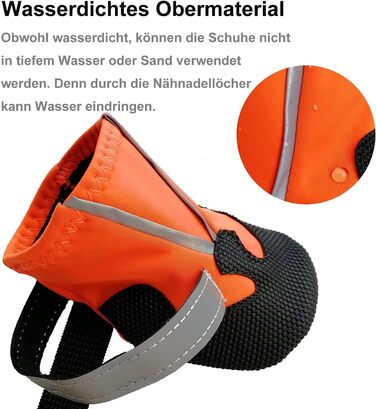 Водонепроникні чоботи для собак Leeko, 4 шт. - антиковзаючі, захист лап, з відбиваючим ремінцем, на липучці, для маленьких собак, помаранчеві (S)