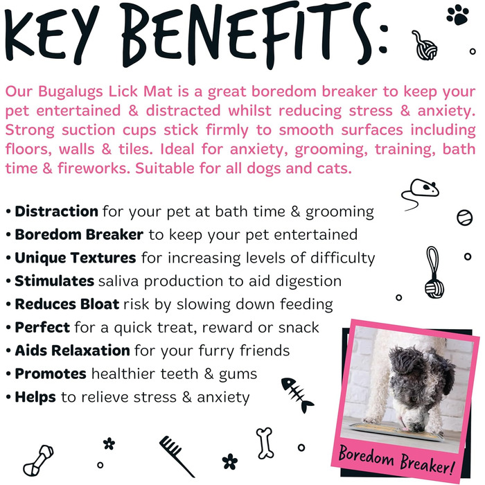 Килимки для собак та котів Bugalugs Licky Mats - 2 шт., чорний/сірий, харчовий BPA-free, зменшує стрес