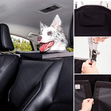 Накидка на сидіння автомобіля для собак - чорна, водовідштовхувальна, антиковзаюча, захист від бруду та подряпин, для собак середніх та маленьких порід, цуценят